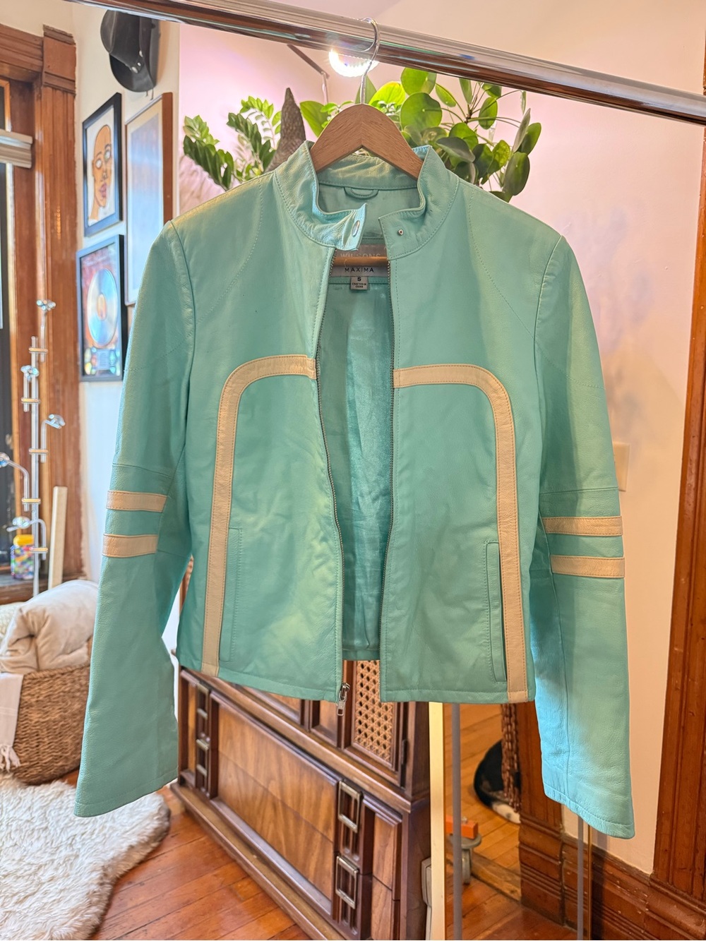 Y2K Wilsons Leather Maxima Aqua Leather Moto Racing Jacket S 2000s